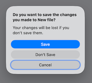 macOS save file dialog showing Don't Save option